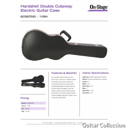 On Stage GCSG7000 Hardshell Double-Cutaway Electric Guitar Hardcase 