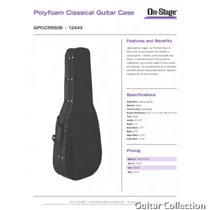 On Stage GPCC5550B Polyfoam Classical Guitar Case