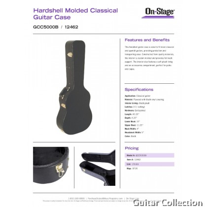 On Stage GCC5000B Hardshell Classical Guitar Hardcase