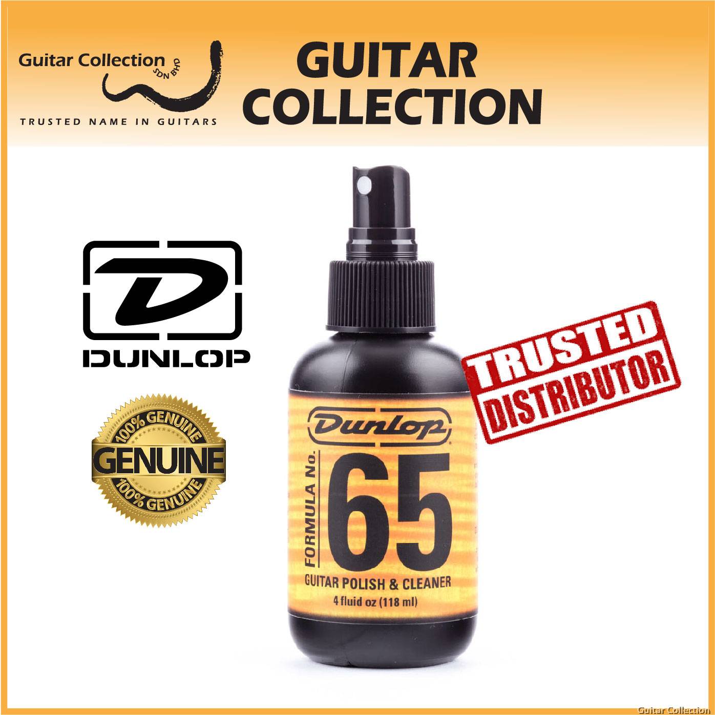 JIM DUNLOP Formula No. 65 Guitar Polish & Cleaner, 4oz (118ml)