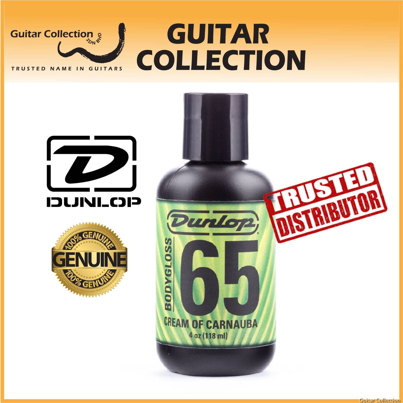 Jim Dunlop 6574 Guitar Body Gloss 4oz Cream of Carnauba Wax
