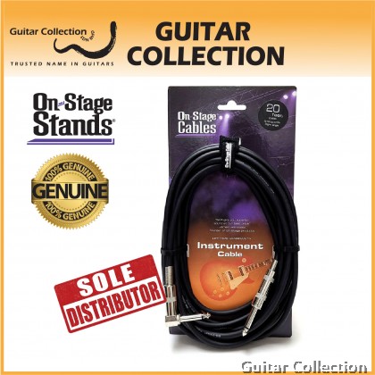 On Stage IC-20R Guitar / Instrument Cable 20 ft. (Straight QTR - Right Angle QTR)