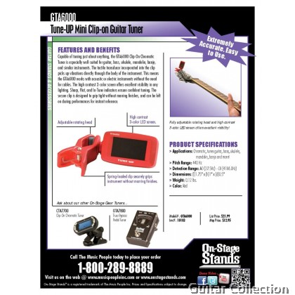 On Stage GTA6000 Clip-On Headstock Chromatic Tuner (Guitar / Bass / Ukulele / Violin)