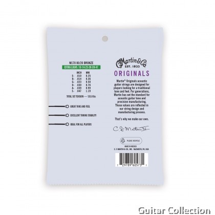 Martin M170 | 010-047 | Originals | 80/20 Bronze Acoustic Strings | Extra Light