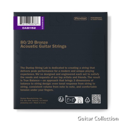 Jim Dunlop DAB1152 Acoustic Guitar Strings | 80/20 Bronze | 011-052 (Custom Light)