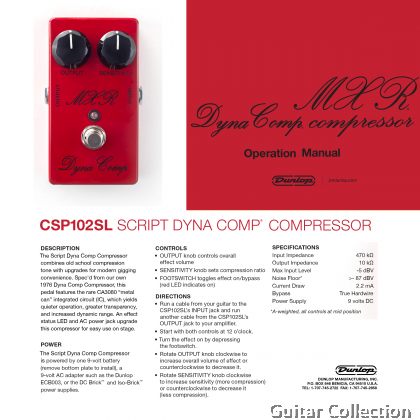 Jim Dunlop MXR CSP102SL Script Dyna Comp | Compressor Guitar Effect Pedal