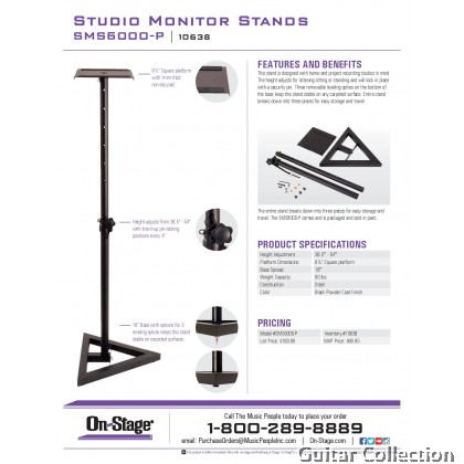 On Stage SMS6000-P Studio Monitor Stands (Pair)
