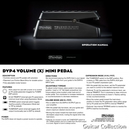 Jim Dunlop DVP4 Volume (X) Mini | Volume Guitar Effect Pedal