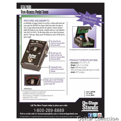 On Stage GTA7800 True-Bypass Tuner Effect Pedal