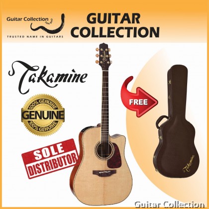 Takamine P4DC | Pro Series | Dreadnought Acoustic-Electric Guitar | Solid Spruce Top, Sapele B&S | CTP-3 | Case