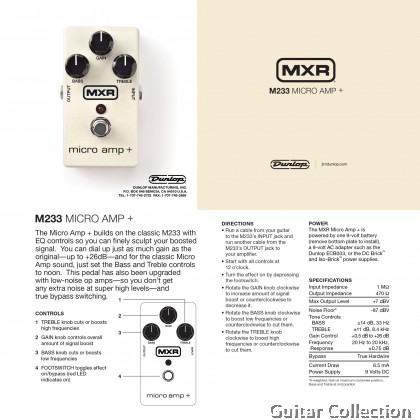 Jim Dunlop MXR M233 Micro Amp + | Boost Guitar Effect Pedal 