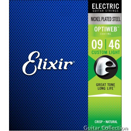 Elixir 19027 OPTIWEB | 009-046 | Coated Nickel Plated Steel Electric Guitar Strings | Custom Light