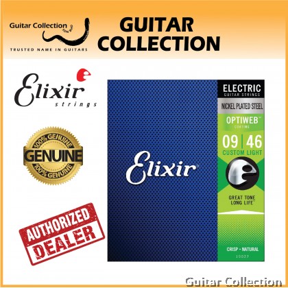 Elixir 19027 OPTIWEB | 009-046 | Coated Nickel Plated Steel Electric Guitar Strings | Custom Light