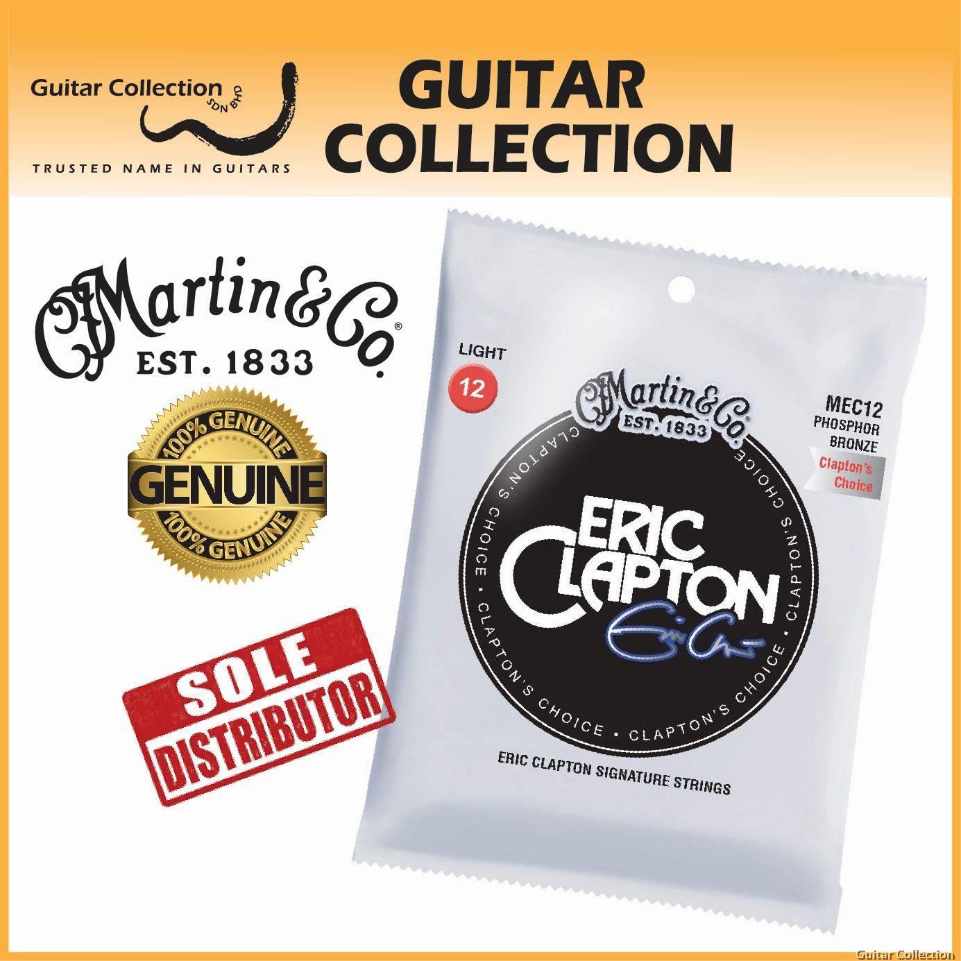 Martin MEC12 012 054 Eric Clapton Signature Phosphor Bronze