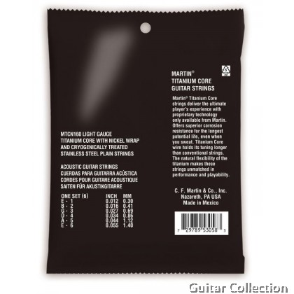 Martin MTCN160 | 012-055 | Titanium Core | Acoustic Guitar Strings | Light