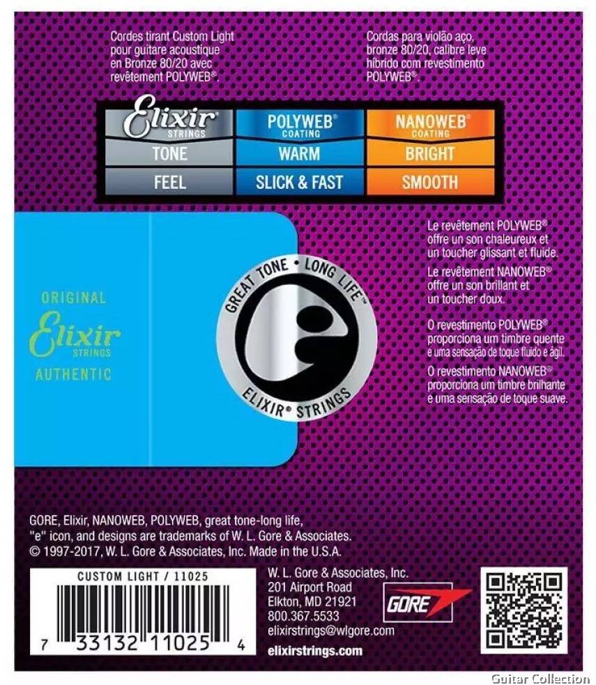 Cordes Elixir® en Bronze 80/20 pour guitare acoustique avec revêtement  NANOWEB®, Extra Light & D'Addario Cordes Guitare Acoustique | Corde Guitare