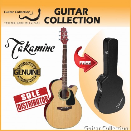 Takamine P1NC | Pro Series | NEX Cutaway Acoustic-Electric Guitar | Solid Cedar Top, Sapele B&S | CT4B II | Case