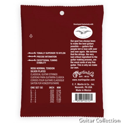 Martin M265 | Magnifico Premium | Silverplated Classical Guitar Strings | Normal Tension | Tie End