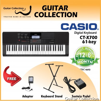 Casio Casiotone CT-X700 | 61 Keys Keyboard | Free Adaptor, Stand, & Sustain Pedal (Black) (CT-X700/ CTX700)