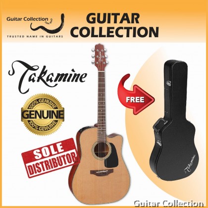 Takamine P1DC | Pro Series | Dreadnought Cutaway Acoustic-Electric Guitar | Solid Cedar Top, Sapele B&S | CT4B II | Case