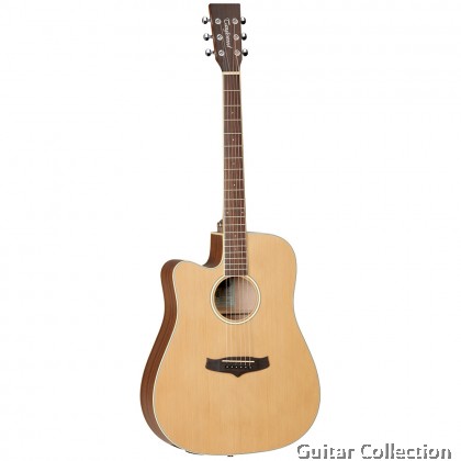 Tanglewood Left Handed Acoustic Guitar TW10 E LH, Dreadnought Cutaway Solid Cedar Top