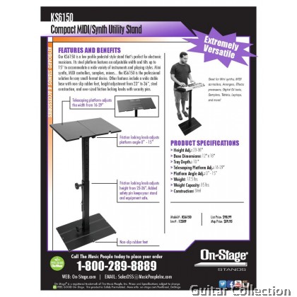 On Stage KS6150 Compact MIDI/ Synth Utility Stand