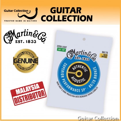 Martin MA170 | 010-047 | Authentic SP Superior Performance | 80/20 Bronze Acoustic Guitar Strings | Extra Light