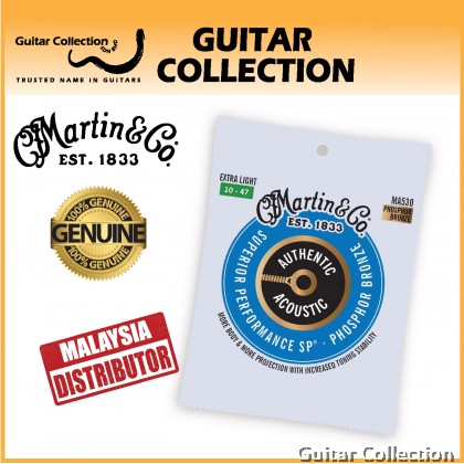 Martin MA530 | 010-047 | Authentic SP Superior Performance | Phosphor Bronze Acoustic Guitar Strings | Extra Light