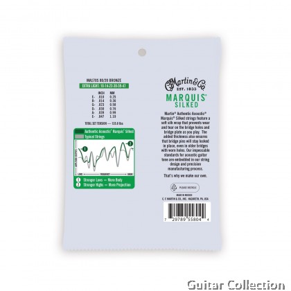 Martin MA170S | 010-047 | Authentic Marquis Silked | 80/20 Bronze Acoustic Guitar Strings | Extra Light