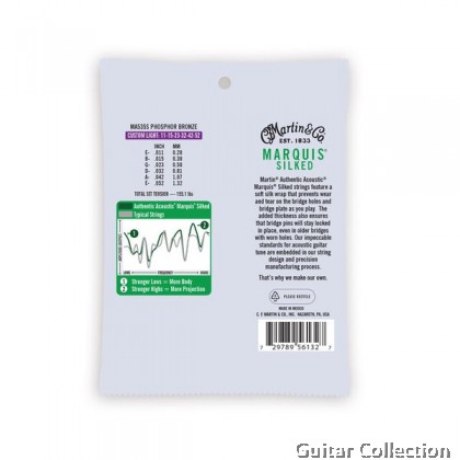 Martin MA535S | 011-052 | Authentic Marquis Silked | Phosphor Bronze Acoustic Guitar Strings | Custom Light