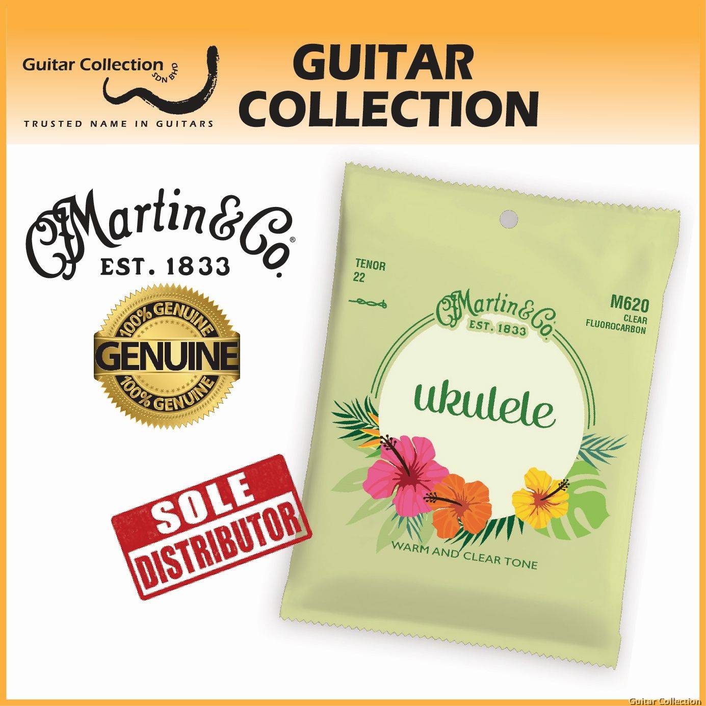 Martin M620 Tenor Ukulele Strings Clear Fluorocarbon