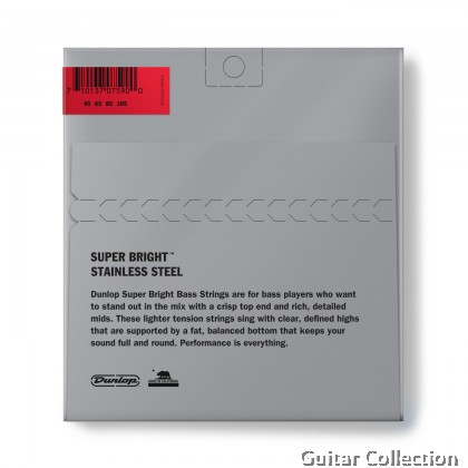 Jim Dunlop DBSBS45105 Bass Guitar Strings | 4-String | Super Bright Stainless Steel | 045–105