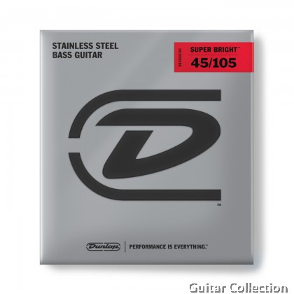 Jim Dunlop DBSBS45105 Bass Guitar Strings | 4-String | Super Bright Stainless Steel | 045–105