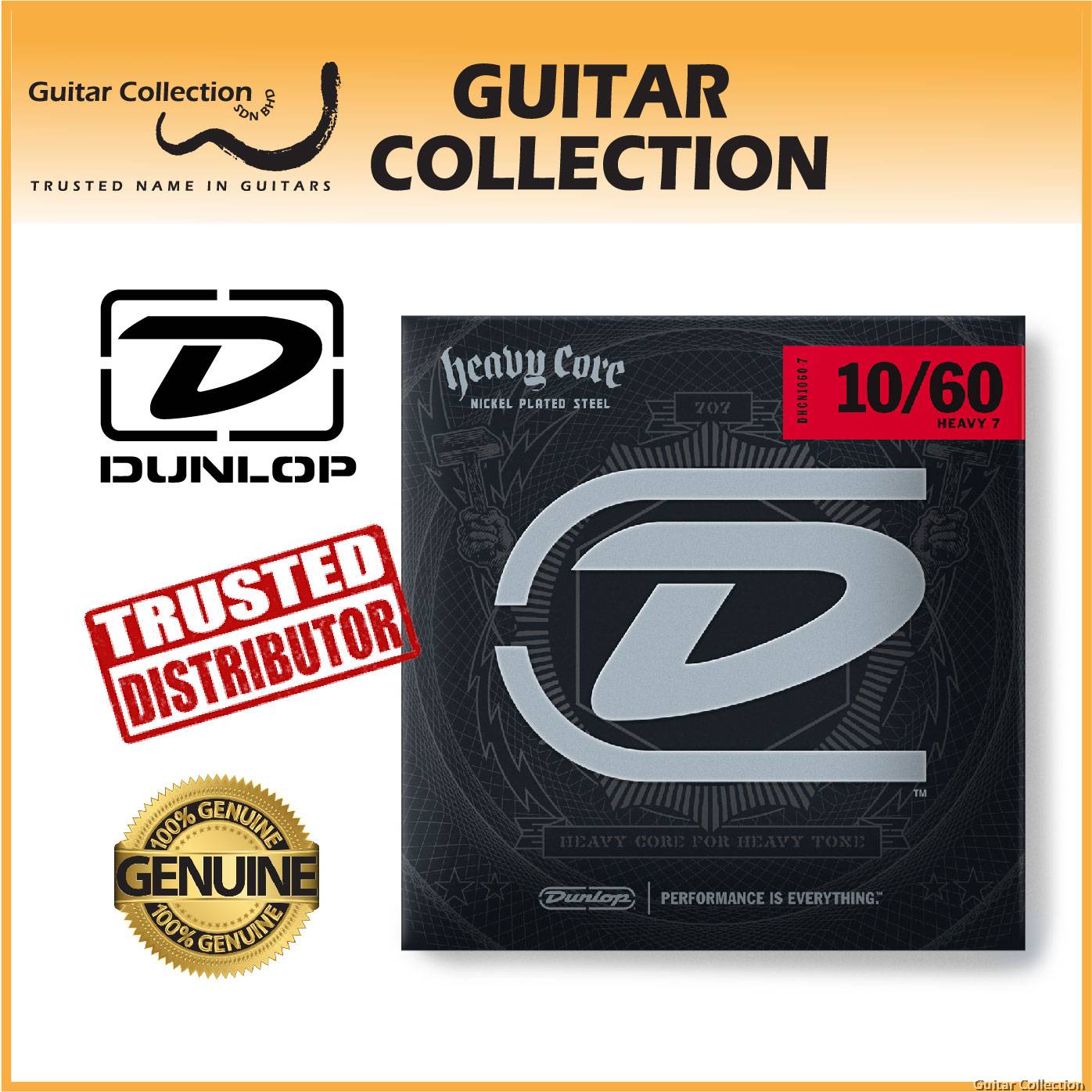 Jim Dunlop DHCN1060 7 Heavy Core Electric Guitar Strings Nickel