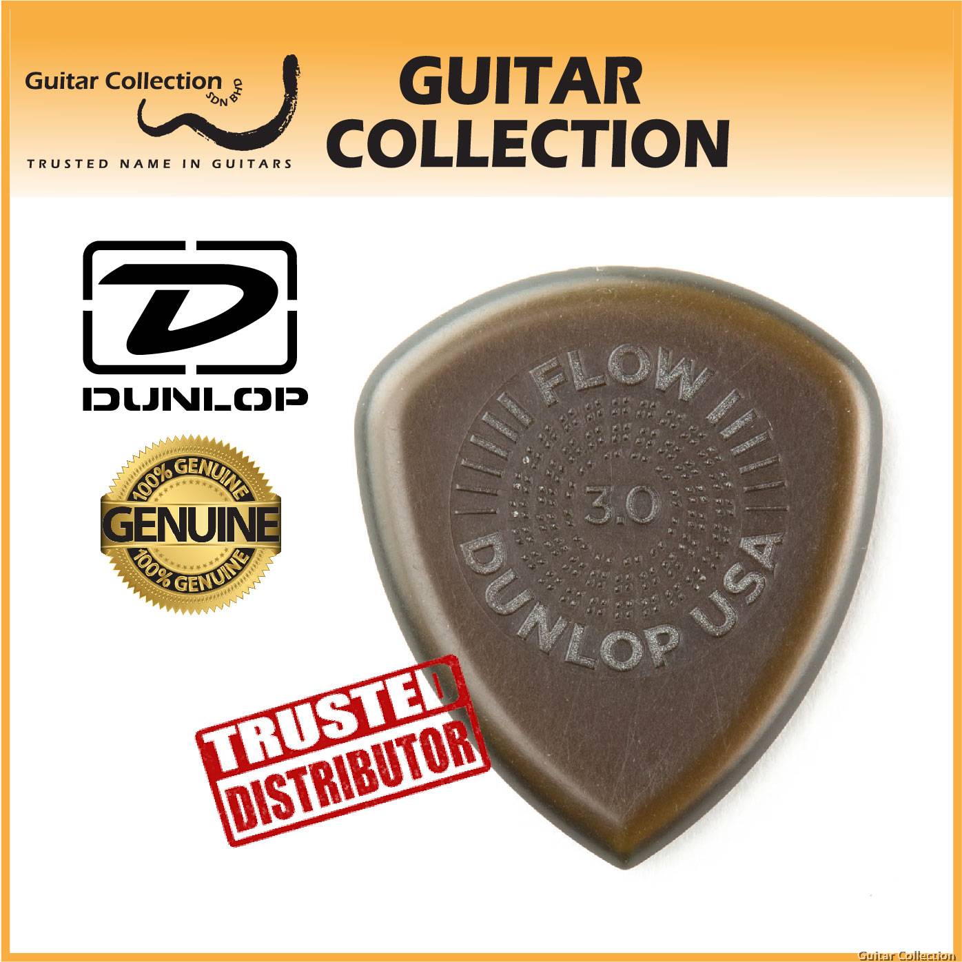 Jim Dunlop 547P300 Flow Jumbo Guitar Picks 3.00mm 3 pcs pack