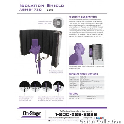 On Stage ASMS4730 Isolation Shield for Microphones