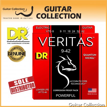 DR Strings VTE-9 VERITAS Coated Core Electric Guitar Strings | Light (009 - 042)