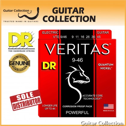 DR Strings VTE-9/46 VERITAS Coated Core Electric Guitar Strings | Light / Medium (009 - 046)