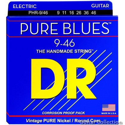 DR Strings PHR-9/46 PURE BLUES Pure Nickel Electric Guitar Strings | Light / Medium (009 - 046)