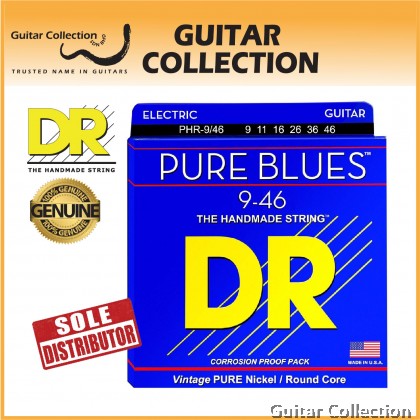 DR Strings PHR-9/46 PURE BLUES Pure Nickel Electric Guitar Strings | Light / Medium (009 - 046)