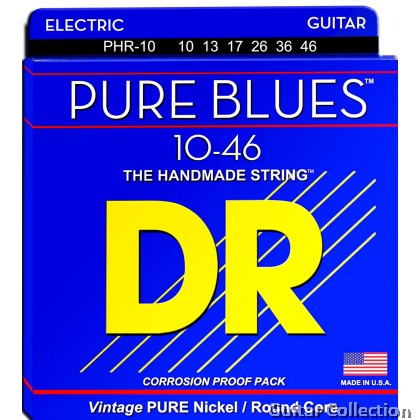 DR Strings PHR-10 PURE BLUES Pure Nickel Electric Guitar Strings | Medium (010 - 046)