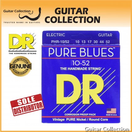 DR Strings PHR-10/52 PURE BLUES Pure Nickel Electric Guitar Strings | Medium / Heavy (010 - 052)