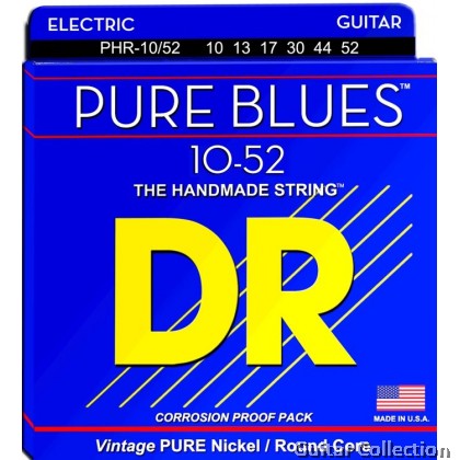DR Strings PHR-10/52 PURE BLUES Pure Nickel Electric Guitar Strings | Medium / Heavy (010 - 052)