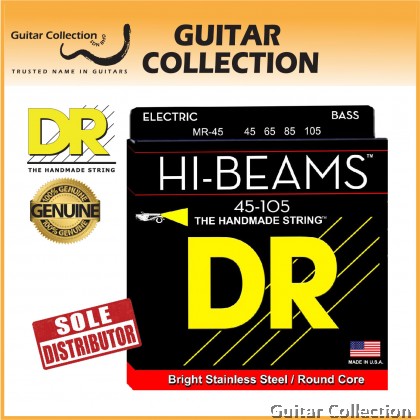 DR Strings MR-45 HI-BEAMS Stainless Steel Bass Strings | 4-String Medium (045 - 105)