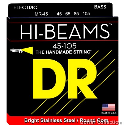 DR Strings MR-45 HI-BEAMS Stainless Steel Bass Strings | 4-String Medium (045 - 105)