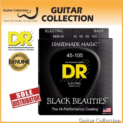 DR Strings BKB-45 BLACK BEAUTIES Black Coated Stainless Steel Bass Strings | 4-String Medium (045 - 105)