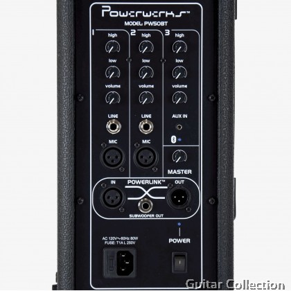 Powerwerks Kustom PW50BT PA Speaker with Bluetooth, 50-Watt, 2 x 4.5" Speakers | 3-Channel Mixer, Subwoofer Output