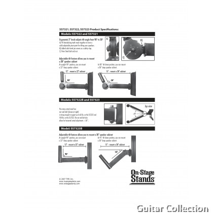 On Stage SS7323B Wall Mount Speaker Bracket (Pair)