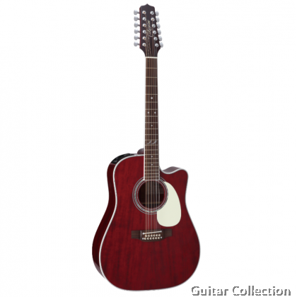 Takamine JJ325SRC-12 John Jorgenson Signature Series 12-String Dreadnought Cutaway Acoustic-Electric Guitar, Gloss Red Stain, CT4B II Preamp & Hard Case (Made In Japan)