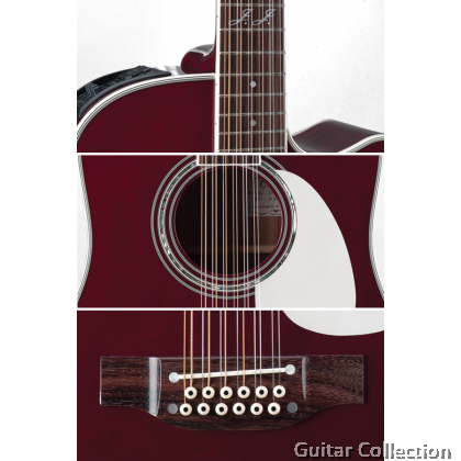 Takamine JJ325SRC-12 John Jorgenson Signature Series 12-String Dreadnought Cutaway Acoustic-Electric Guitar, Gloss Red Stain, CT4B II Preamp & Hard Case (Made In Japan)